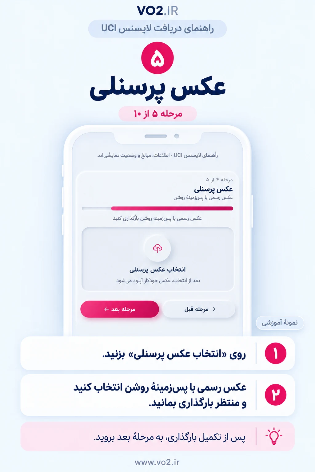 مرحله 5 دریافت لایسنس UCI: عکس پرسنلی